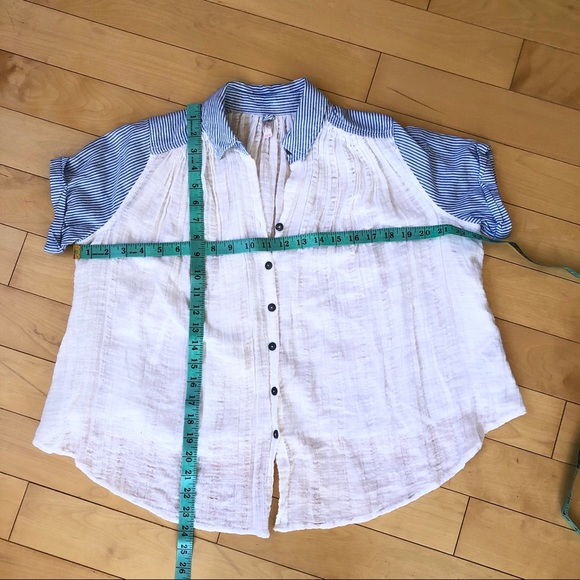 Free people, white cotton gauze with stripe shirt - Picture 7 of 8